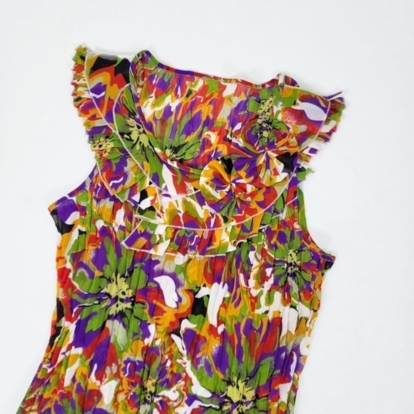 *Free with Purchase* Y2K Crinkle Tank Top Ruffle Colorful Floral Abstract - Picture 11 of 13